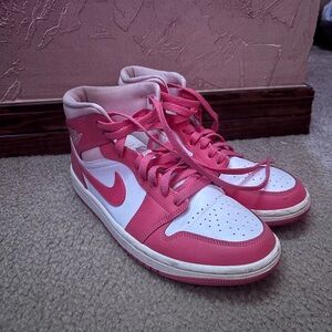 Nike Women's Pink and White High-Top Sneakers